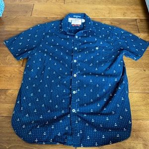 Navy anchor short sleeve collard casual shirt